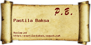 Pastila Baksa névjegykártya